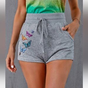 NWT XXL Butterfly Print Drawstring Waist Track Shorts